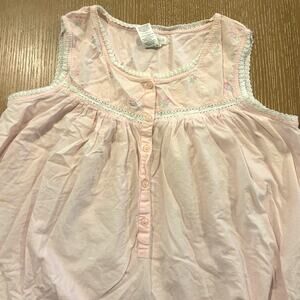 Secret Treasures Pink Cotton Nightgown Sleep Dress Lace Trim Small Sleeveless